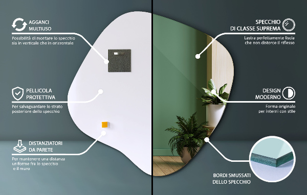 Szabálytalan tükör folt eredeti 48x48 cm