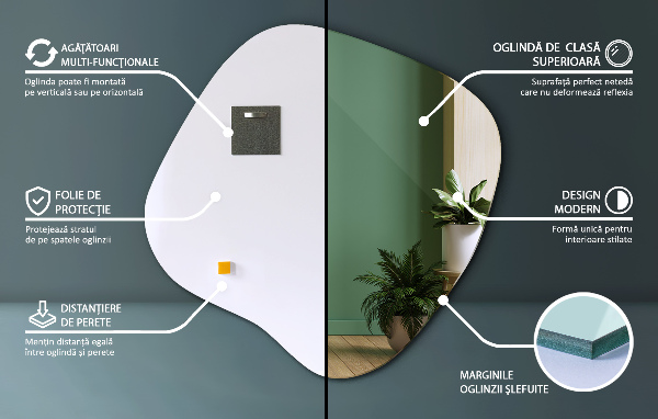 Szabálytalan tükör folt eredeti 58x59 cm