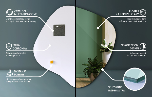 Szabálytalan tükör folt eredeti 68x67 cm