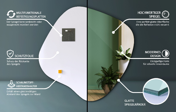 Szabálytalan tükör folt eredeti 77x77 cm