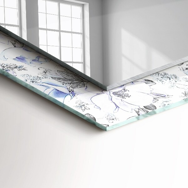 Tükör díszítéssel Virágok és levelek