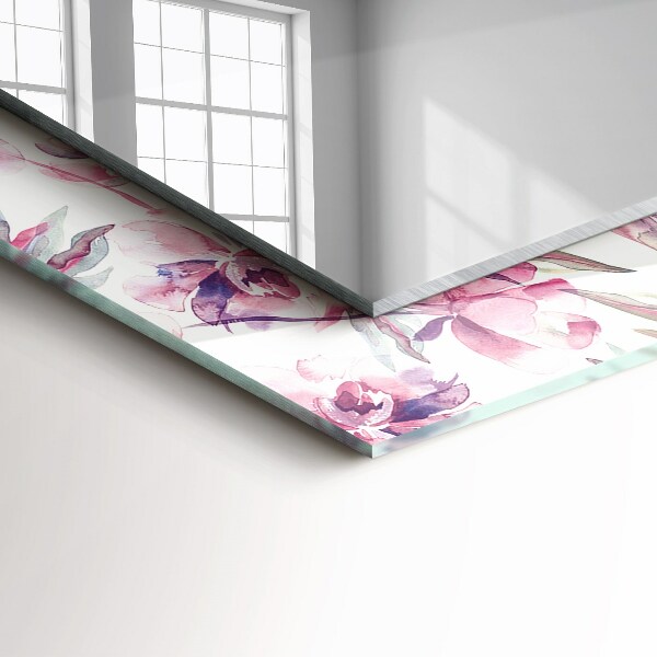 Design fali tükör Lila virágmotívumok