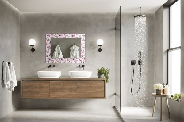 Design fali tükör Lila virágmotívumok