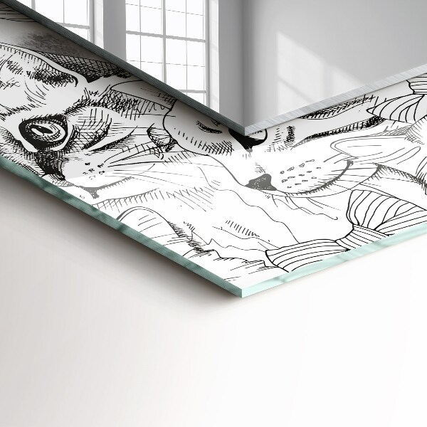 Tükör díszítéssel Macskák pillangókkal