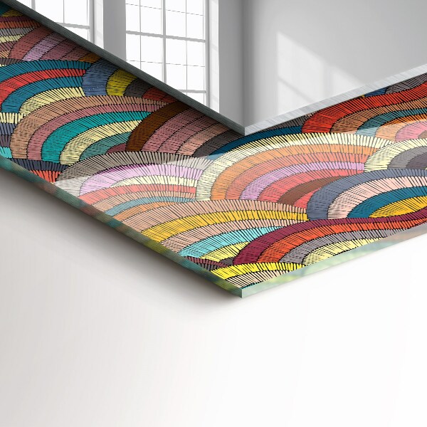 Design fali tükör Színes ívek Hullámok