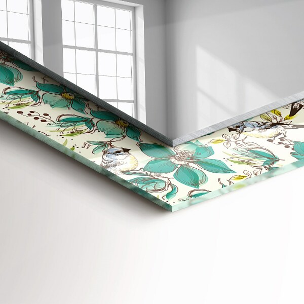 Tükör keret nyomtatással Madarak és virágok