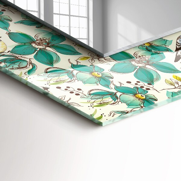 Tükör keret nyomtatással Madarak és virágok