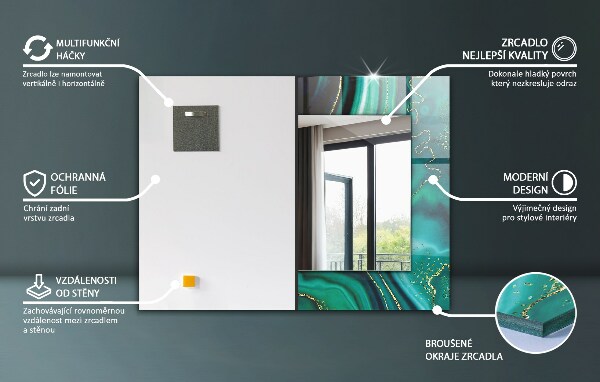 Tükör díszítéssel Fehér márvány motívumok