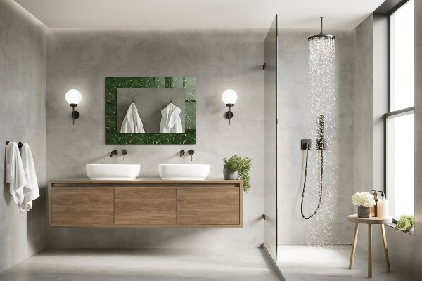 Tükör fali dísz Zöld levél minták