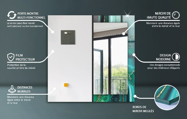 Design tükör Zöld geometriai minta