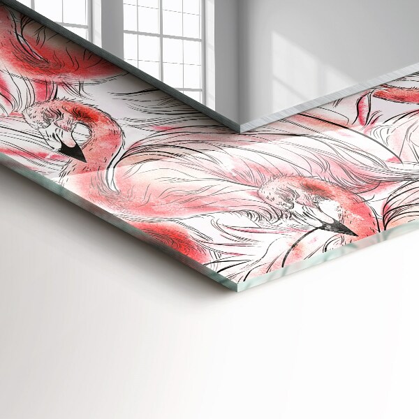 Tükör dekoráció Rózsaszín flamingók