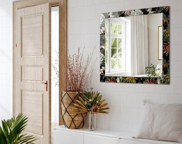 Tükör nyomtatott kerettel Virágok és madarak