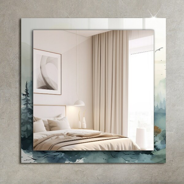 Tükör fali dísz Virágok levelek madarak