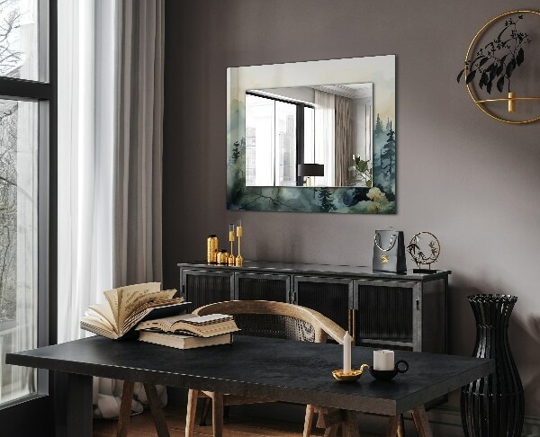 Tükör fali dísz Virágok levelek madarak