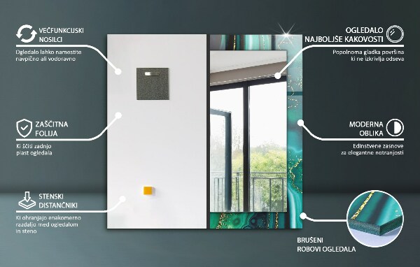 Design tükör Virágok és levelek