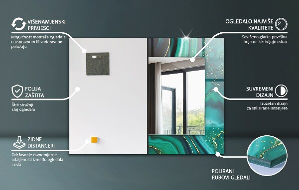 Design fali tükör Absztrakt színes hullámok