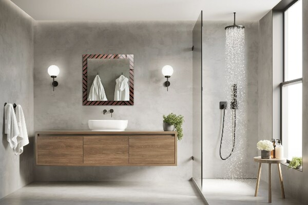 Tükör nyomtatott kerettel Átlós vonalak csontban