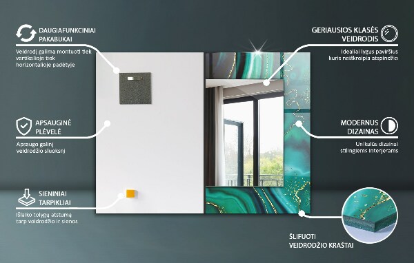 Design fali tükör Geometrikus motívumok fehér és fekete színben
