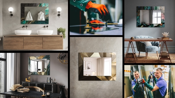 Design tükör Rózsaszín csészék