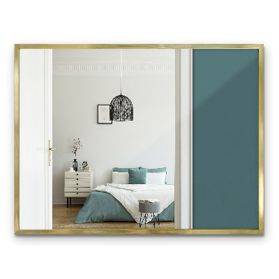 Letisztult aranykeretes téglalap alakú fali tükör 80x60 cm