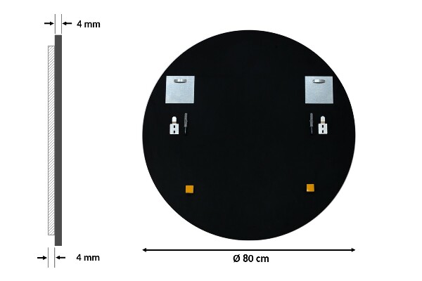 Modern fali tükör fekete kerettel fi 80 cm