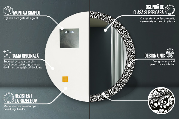 Kerek tükör fali dísz Dísz