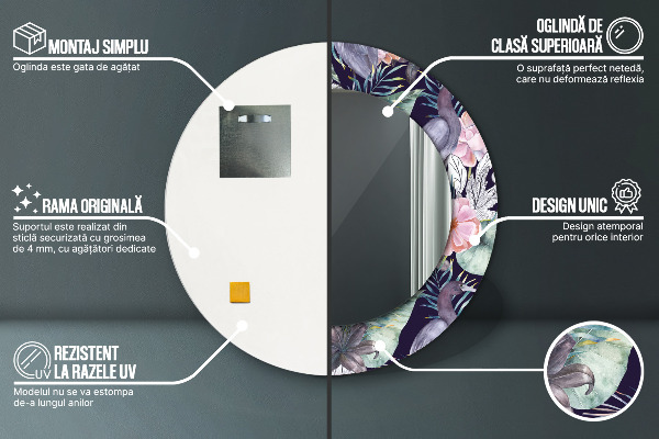 Kerek díszes tükör Gémek madarak