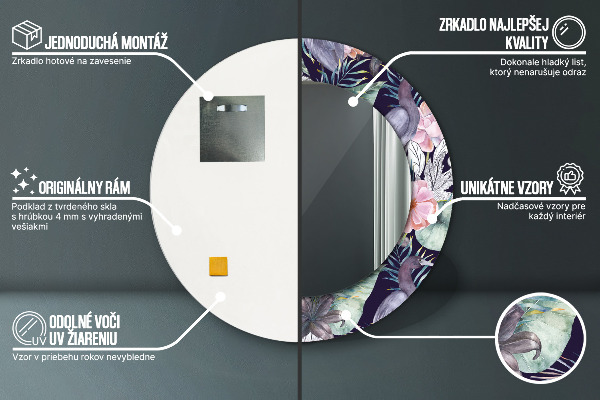 Kerek díszes tükör Gémek madarak