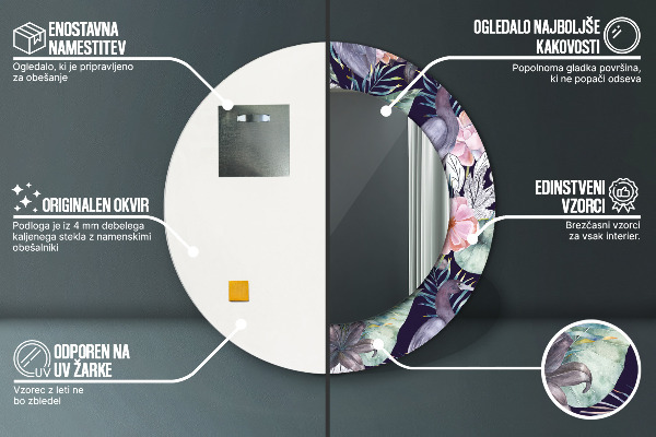 Kerek díszes tükör Gémek madarak