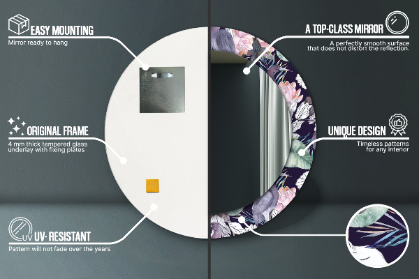 Kerek díszes tükör Gémek madarak