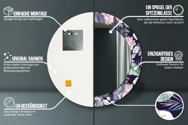 Kerek díszes tükör Gémek madarak