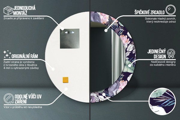 Kerek díszes tükör Gémek madarak