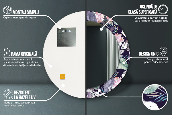 Kerek díszes tükör Gémek madarak