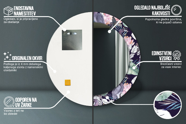 Kerek díszes tükör Gémek madarak