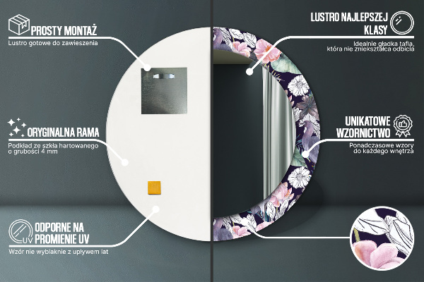 Kerek díszes tükör Gémek madarak