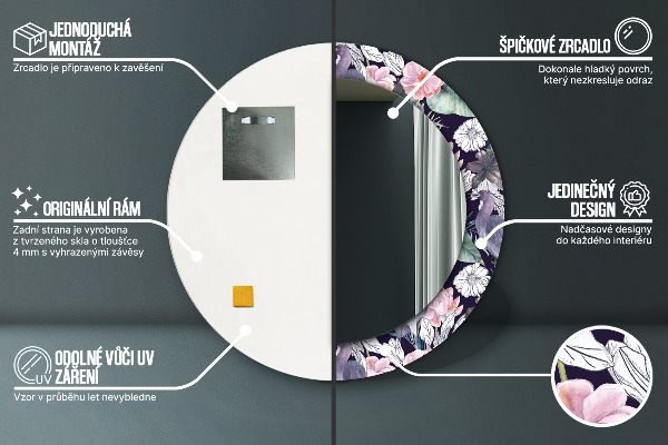 Kerek díszes tükör Gémek madarak