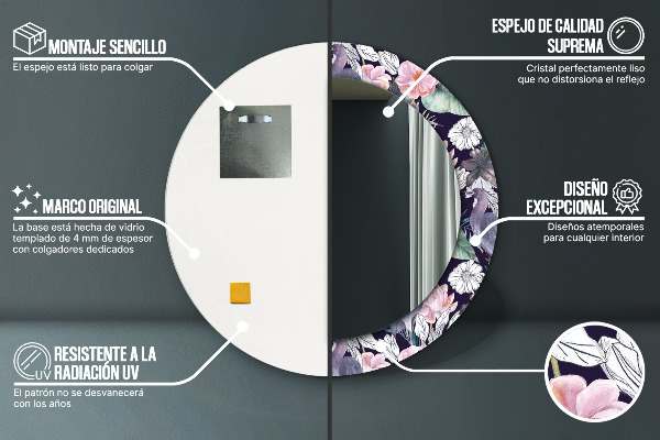 Kerek díszes tükör Gémek madarak