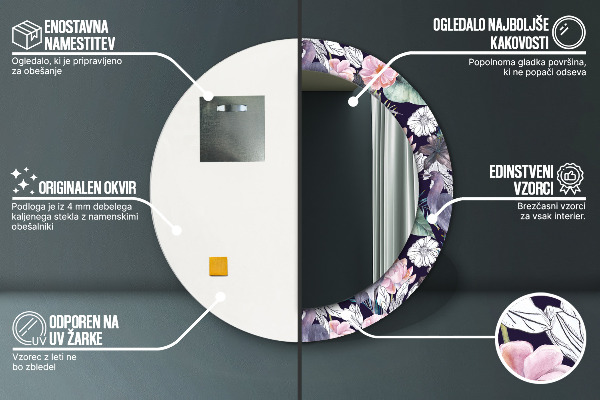 Kerek díszes tükör Gémek madarak