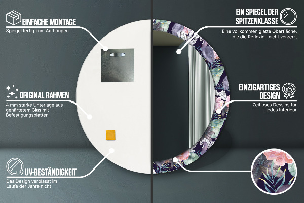 Kerek díszes tükör Gémek madarak