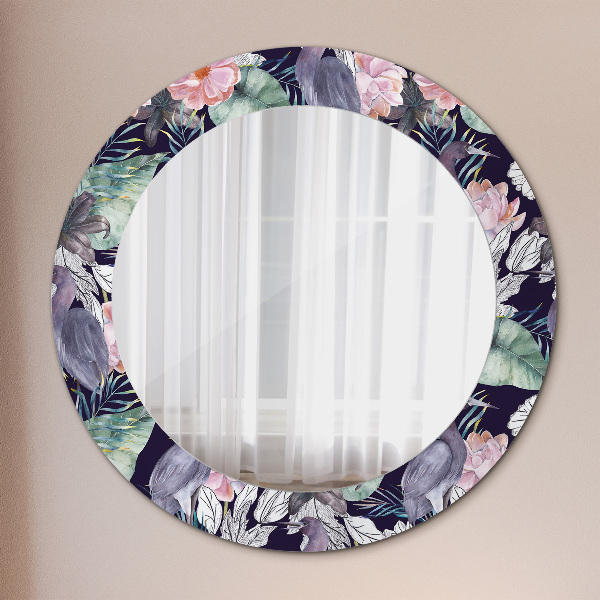 Kerek díszes tükör Gémek madarak