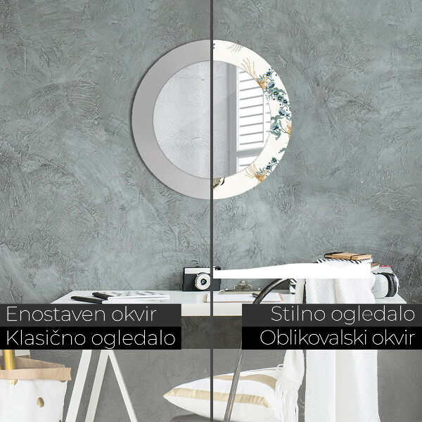 Kerek tükör nyomtatott kerettel Chinoserie