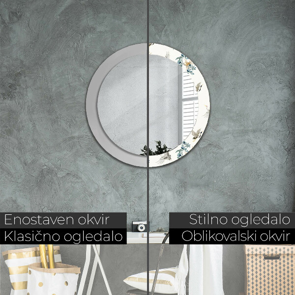 Kerek tükör nyomtatott kerettel Chinoserie