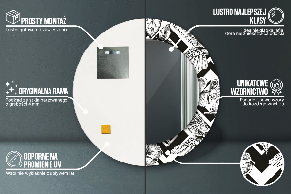 Kerek tükör díszítéssel Kolibrik