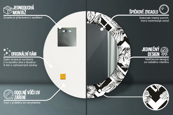 Kerek tükör díszítéssel Kolibrik