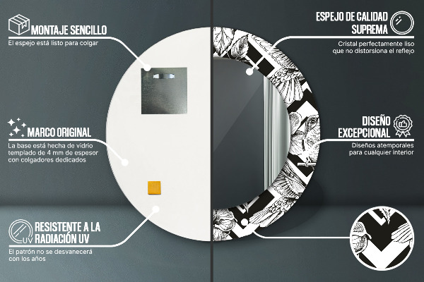 Kerek tükör díszítéssel Kolibrik