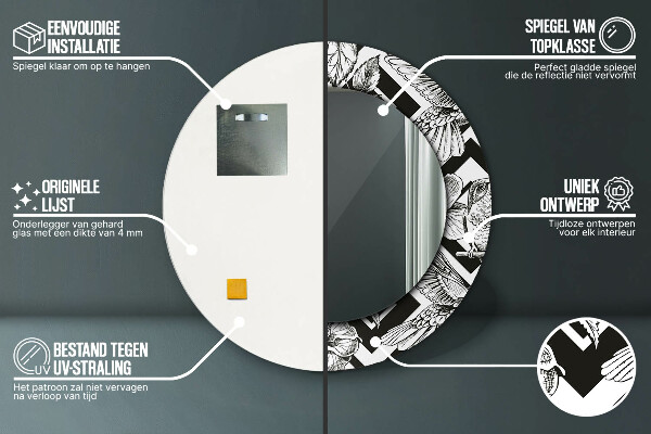 Kerek tükör díszítéssel Kolibrik