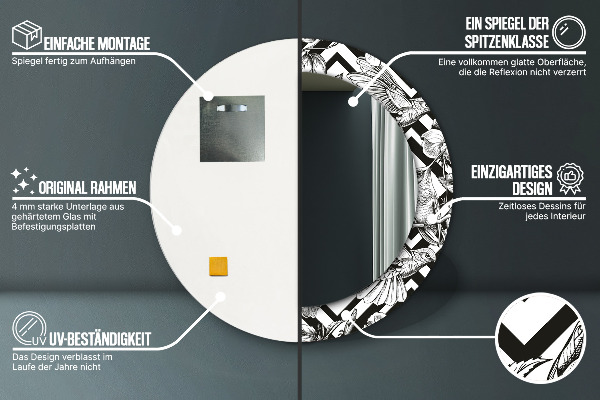 Kerek tükör díszítéssel Kolibrik