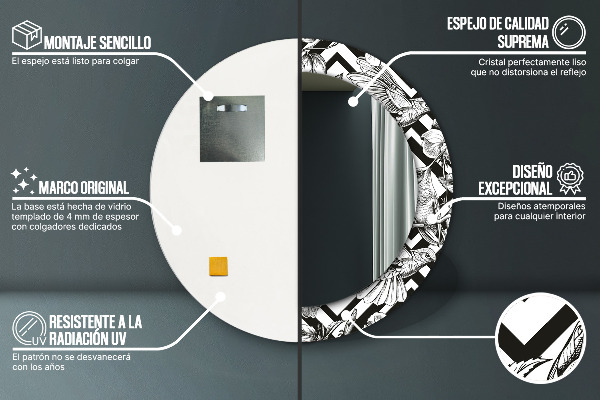 Kerek tükör díszítéssel Kolibrik