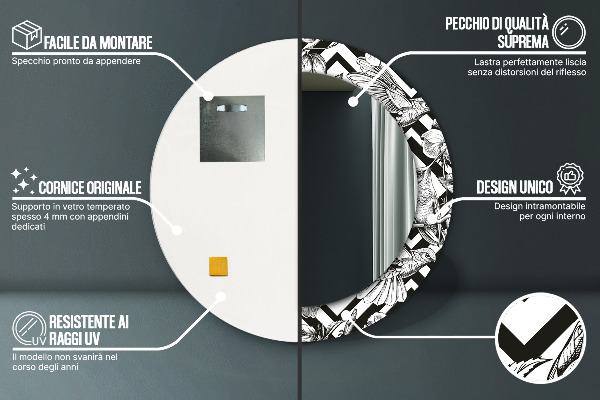 Kerek tükör díszítéssel Kolibrik