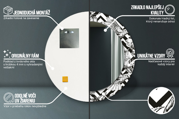 Kerek tükör díszítéssel Kolibrik